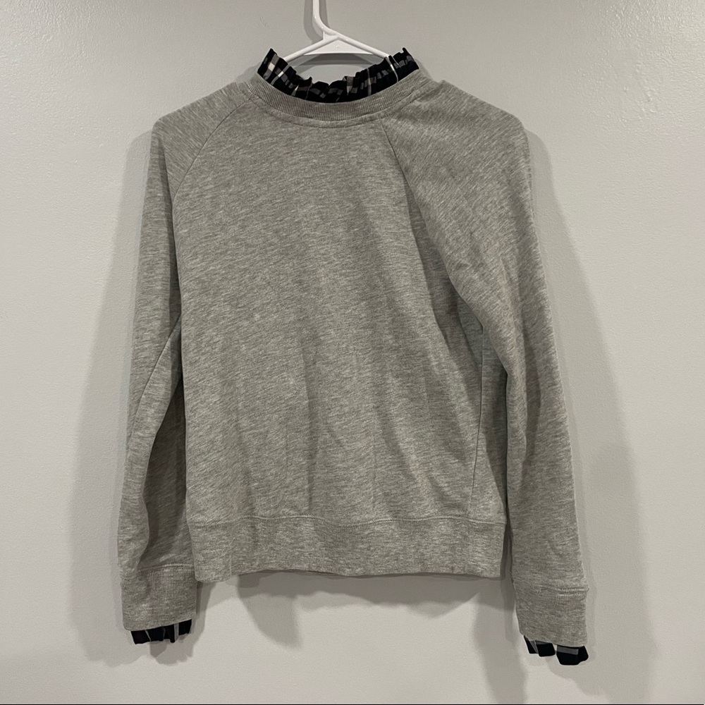 Halogen Gray Plaid Collar Pullover Sweater Petite… - image 1